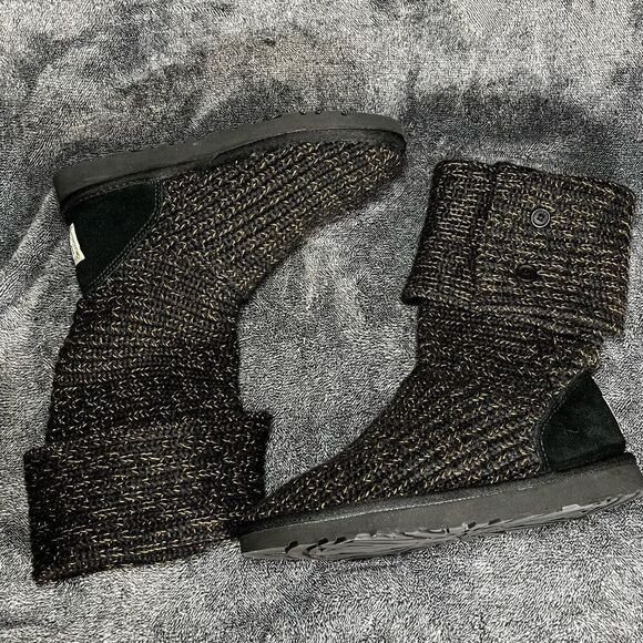 UGG Australia Classic Cardy Gold&Black Knit 3 Button Boots US 6 - Picture 2 of 7